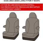 Sienna Car Seat Covers Custom Fit for 2011-2020 Toyota Sienna LE,XLE,Limited,L,XLE Premium,Limited Premium,7-Seater,Full Coverage,Airbag Compatible Polyester Seat Protector (Full Set,Black) - Image 2