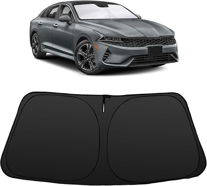 Windshield Sun Shade for 2021-2026 Kia K5 / 2020-2026 Hyundai Sonata | Foldable, Full covered for windshield, Block UV Rays, Heat Reduction, Easy to install, Keeps Car Cooler by YYCKE