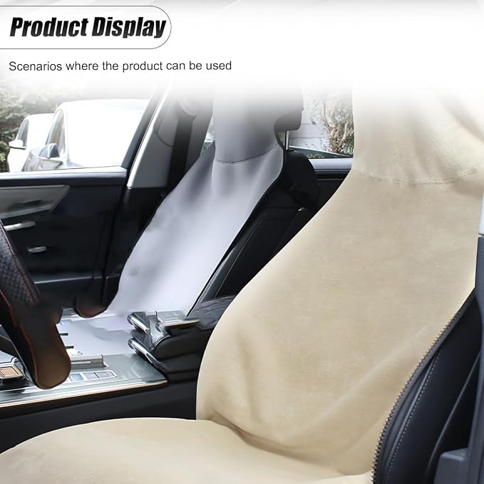 ZIMISI Waterproof Car Seat Covers, Non-Slip Towel Front Seat Covers, Sweat Car Seat Protector Cover for Gym Workout, Yoga, Running, Swimming, Beach & Hiking (Beige) - Image 6