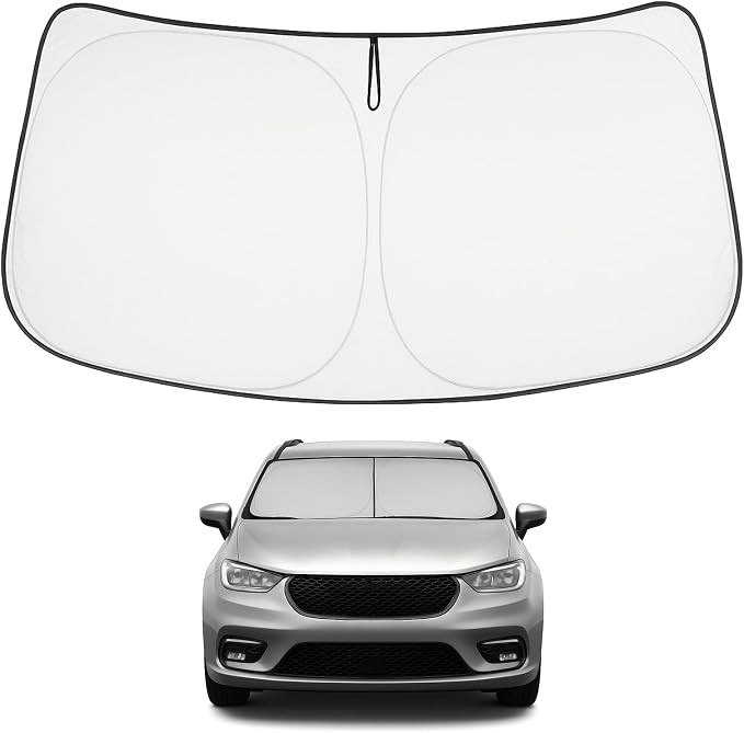 Proadsy Custom Fit Car Windshield Sun Shade for 2017-2026 Chrysler Pacifica | 240T Heat Shield, Drops Temp 54°F, Blocks 99% UV, Prevents Dashboard Cracking, Summer Parking & Beach Trips, Easy Twist-Fold by Proadsy