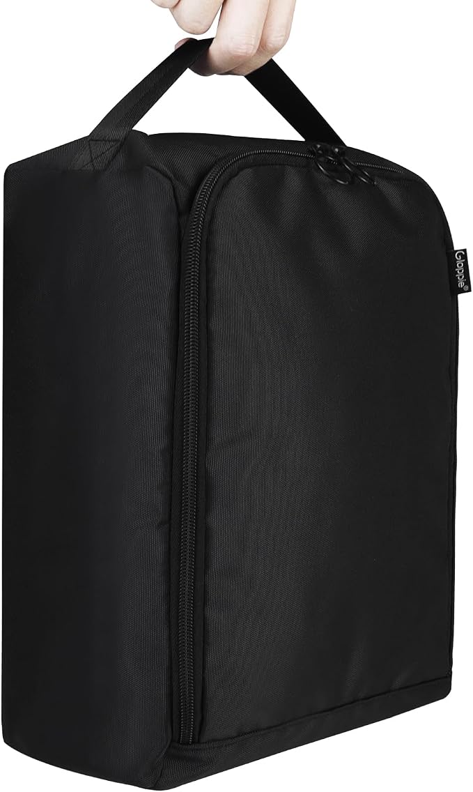 Gloppie Shoe Bags for Travel - Portable Shoes Storage Bag, Shoe Pouch, Shoe Packing Cubes for Men Women - Classic Black | 12 x 9 x 5 in travel shoe bag with a full-opening zipper, carry handle, and fold-flat design for shoes up to US size 10 - Image 4