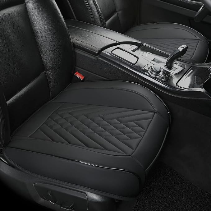 GIANT PANDA Premium PU Leather Front Car Seat Cover Protector Anti-Slip Bottom Seat Cover Fits 95% of Vehicles, Wrapping Around The Bottom (1 Pack - Black) - Image 8
