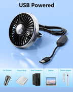 USB Fan for Car AC Air Vent to Boost Cooling Air Circulation | Colorful Light Car AC Fan for SUV Van RV Pickup Truck, Powerful 3 Speed, Quiet Brushless Motor, 360 Rotating Car Clip on Fan - Image 9