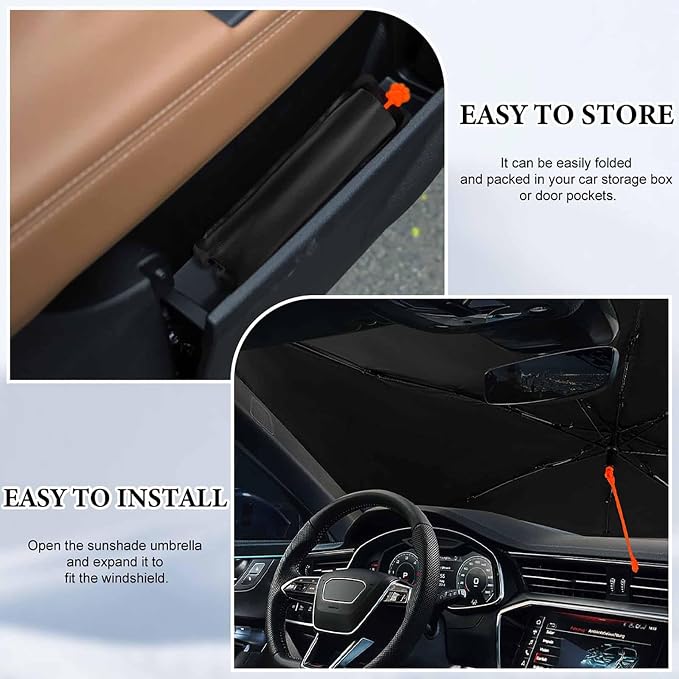 Funny Skeleton Car Windshield Sun Shade Umbrella, Car Windshield Sunshades Cover with 360¡ã Rotation Bendable Handle, Foldable Sun Shade for Most Vehicles - Image 7