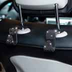 Moly Magnolia Bling Car Seat Headrest Hooks, 4PCS Handcrafted Rhinestones Seat Hanger Organizer for Handbag Purse Scarf, Universal for Cars, Auto Interior Accessories for Women Men (Black) - Image 5