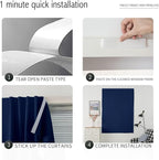 Thermal Blackout Curtains with Self-Adhesive Tape, No Rod No Drill Easy Install Window Cover for Bedroom Kitchen Dorm, 71" W x 59" L, Navy Blue, 2 Panels - Image 3