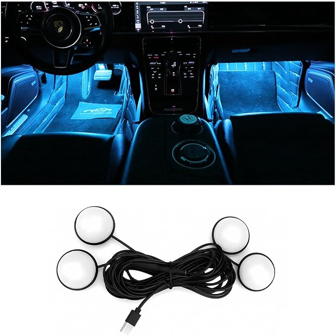 BESULEN Car Interior LED Lights, Neon Light Kit with USB Port, Ice Blue | 4 in 1 Car Ambient Neon Light Kit with USB Port, Interior LED Atmosphere Lights, Decoration for Car Home Garden Party by BESULEN