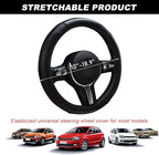 DXNQ Car Steering Wheel Cover, 15 Inch Carbon Fiber Leather Stitching Color Steering Wheel Protector, Anti-Slip Elastic Breathable Steering Wheel Cover Stylish Decor for Most Cars (Black) - Image 2