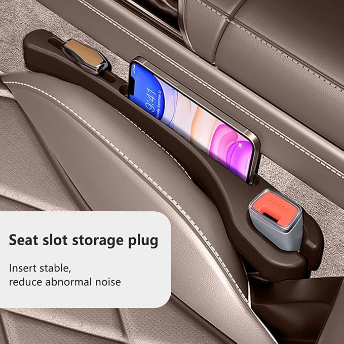 2PCS Car Seat Gap Filler Organizer with Phone Holder,[Upgrade Version] Car Seat Gap Organizer for Prevent Falling,Essential Car Accessories Car Side Seat Gap Filler (Brown) - Image 3