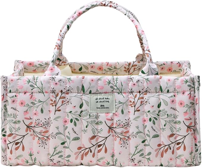 Diaper Caddy Organizer,Cute Floral Nursery Storage Basket,Soft Portable Changing Table Car Caddy Organizer Gift by Ankick
