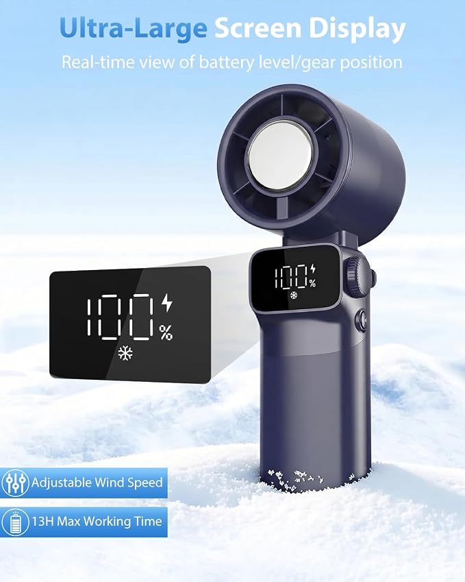 Ouddy Mode Hand Held Fan Rechargeable, Ice Cooling Travel Portable Fan | Up to 13Hrs Foldable Pocket Handheld Turbo Fans for Travel, Camping, Hiking, Beach, Office, Outdoor - Image 3