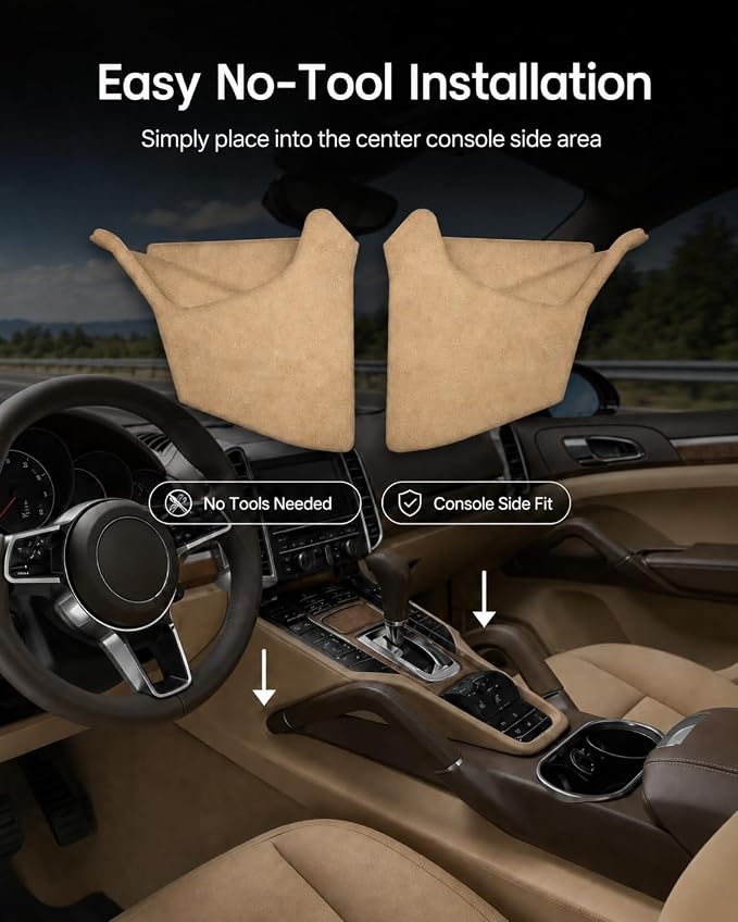 SnowJade A Pair Center Console Side Storage Pocket Organizer for 2011-2018 Porsche Cayenne Accessories, Car Seat Side Organizer, Anti-Drop Seat Console Organizer, Phone Keys Sunglasses Holder Beige - Image 3