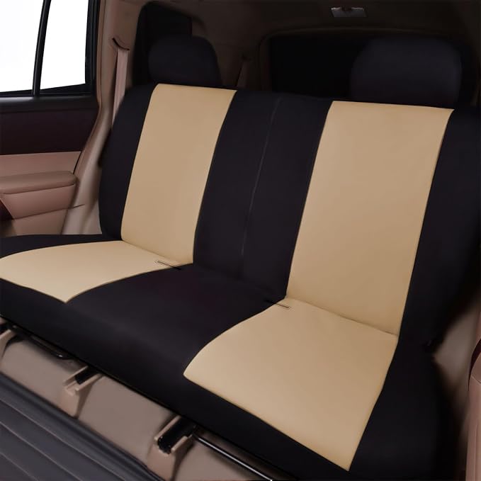 Flying Banner Car Seat Covers Set Beige Tan Front Seats Rear Bench Polyester car seat Protectors Easy installations Rear Bench Split Classic Man Lady - Image 8