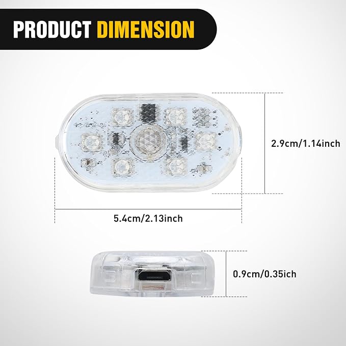 Nilight 4 PCS 7 Colors Wireless Magnetic RGB LED Interior Lights | USB Rechargeable Universal Mini Sticky Footwell Ambient Atmosphere Reading Lamp with Touch Sensor, Portable Night Lighting - Image 2