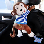 Elephant Tissue Box Cover Plush Tissue Box Holder for Car, Home, Decorative Holder/Organizer for Bathroom Vanity Countertop, Nightstands, Office Desk (Monkey) - Image 5