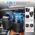 JINKEY Dual Cup Holder Expander for Car, 2 in 1 Multifunctional Large Car Cup Holder Expander Adapter with Adjustable Base, All Purpose Car Cup Holder for Bottles Cups Drinks Snack Organizer Grey - Image 2