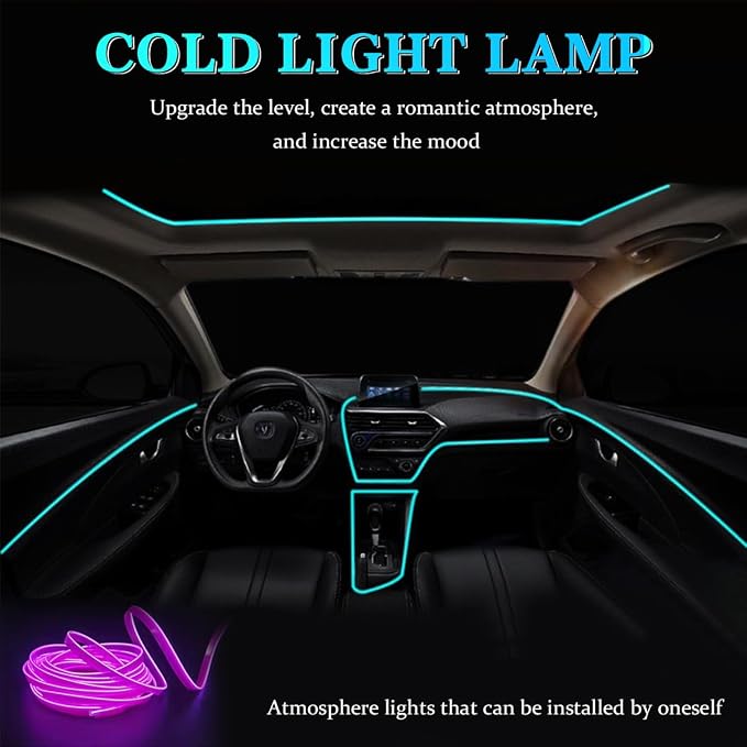 EL Wire Car Interior LED Strips Lights, 16FT 5V USB Auto Neon Light Strip, Electroluminescent Vehicle Interior Ambient Lighting Decor Accessories, Universal for RV, SUV, Truck (Purple) - Image 4