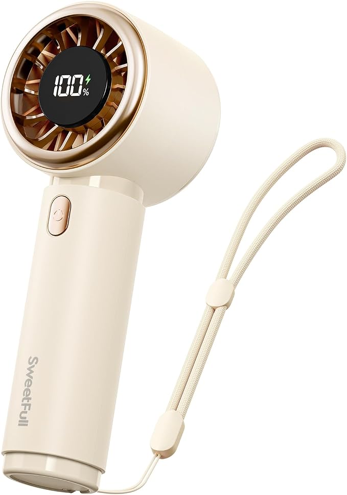 SWEETFULL Portable Handheld Fan, Mini Rechargeable Personal Hand Fan | Strong Airflow, Pocket-Sized, Up to 12H, 5 Speeds, Quiet Cooling Travel Essentials, Cute Gifts for Women, Girls, Lash, Makeup by SWEETFULL