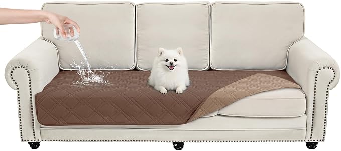 100% Waterproof Dog Bed Cover Pet Blanket,Dark Brown+Taupe 35"x71" | ,7-Layer Reversible Couch Covers for Dogs Met for Sofa Furniture Car Camping by Unknown