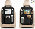 Car Backseat Organizer with 12 Storage Pockets, 12" Touch Screen Tablet Holder, Waterproof Kick Mats Seat Protector, Car Organizers and Storage for Kids, Road Trip Essentials（2 Pack，Black） by ZNTEZED