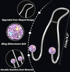 Bling Purse Hook for Car Headrest, Cute Car Seat Hooks (2Pack) | Durable Stainless,Car Purse Hanger,Purse holder,Rhinestones,Bag Hooks,Car Hooks for Purses and Bags Cute,Light Purple - Image 3