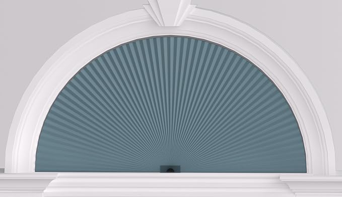 Myshade Arch Window Shades Half Circle Blackout Cellular Shades Cordless No Drill Blinds for Windows Half Moon Honeycomb Fabric No Tools Room Darkening Shades Easy Install (1PCS Blue 24" W X 48" H) by MYSHADE