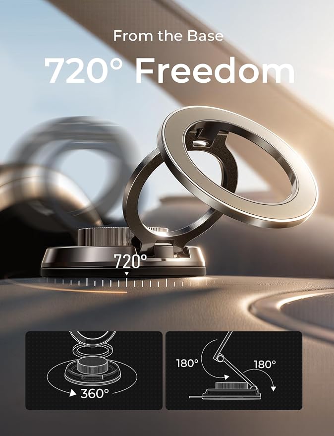 LISEN Suction Phone Mount for Vacuum [All-Metal & Nano Gel 98+LBS Suction] 360 Adjustable Vacuum Magnetic Phone Holder for Car, for Magsafe Car Mount for iPhone 17 Pro Max 16 15 14 13 12 &Dash Covers | [True Military-Grade] Car Phone Holder [Upgraded S... - Image 6