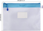 Wisdompro Zipper Pouch, 4 Pack Waterproof Mesh File Bag, Document Organizer | 13.3x9.8", Letter Size Mesh Bag with Outer Label Pocket, Durable, Perfect for File, Paper, Pen, Office, School, Home, Blue - Image 3