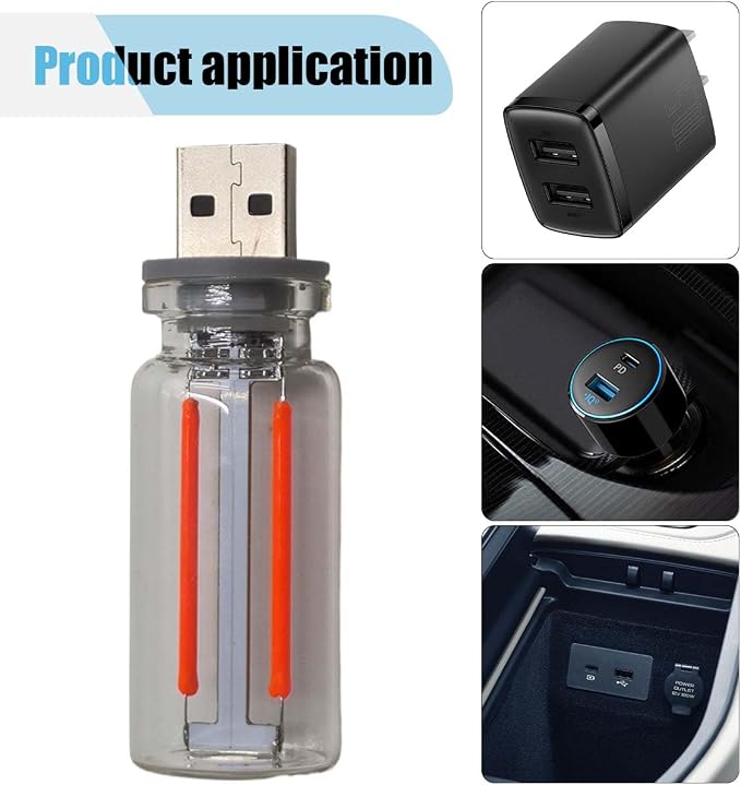 USB LED Atmosphere Light - Plug-in USB Ambient Retro Lamps, Mini LED Car Interface Charging Night Light for Hallway, Bedroom (Red) - Image 5