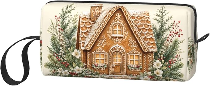 Gingerbread Small Makeup Bag, 600D Oxford Cosmetic Pouch for Women | Gingerbread Cosmetic Bag, Double-Sided Printed Toiletry Pouch with Foam Padding for Women, Travel, Gym, Weekend and Daily - Image 2