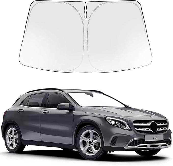 Proadsy Custom Fit Car Windshield Sun Shade for 2015-2020 Mercedes-Benz GLA | 240T Heat Shield, Drops Temp 54°F, Blocks 99% UV, Prevents Dashboard Cracking, Summer Parking & Beach Trips, Easy Twist-Fold by Proadsy