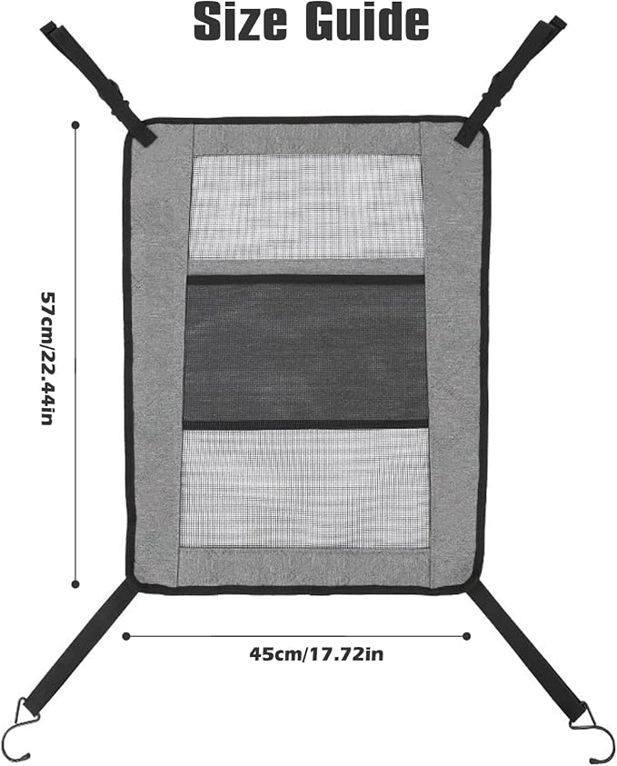 Dog Car Barrier,Backseat Pet Barrier for Cars, SUVs & Trucks, Breathable Mesh Dog Seat Divider with Adjustable Straps and Metal Hooks, Gray - Image 2