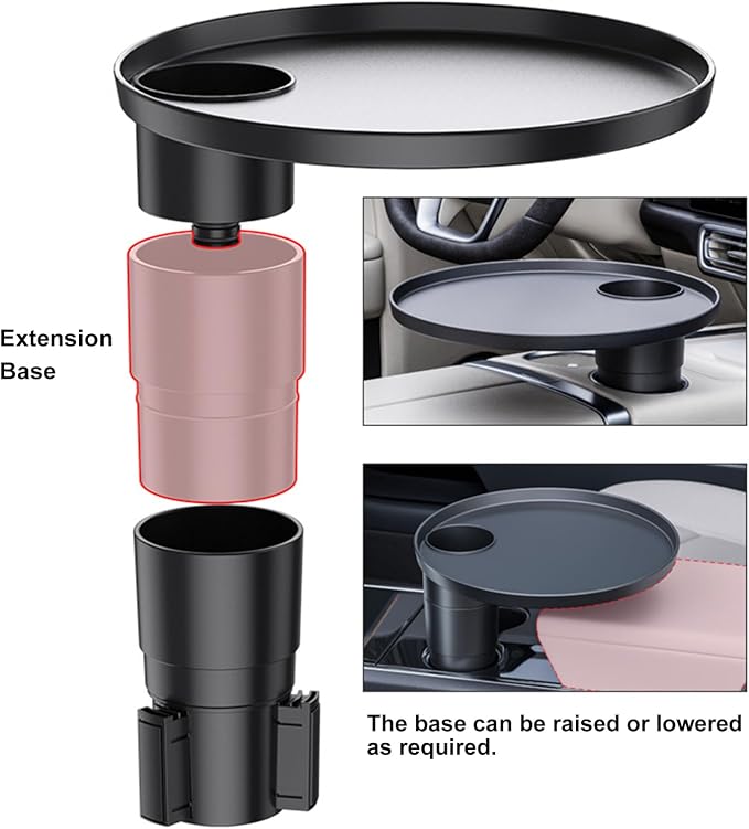 Car Tray 360° Rotating Cup Holder Table Organizer for Car Center Console Car Accessories Compatible with Most Vehicle - Image 4