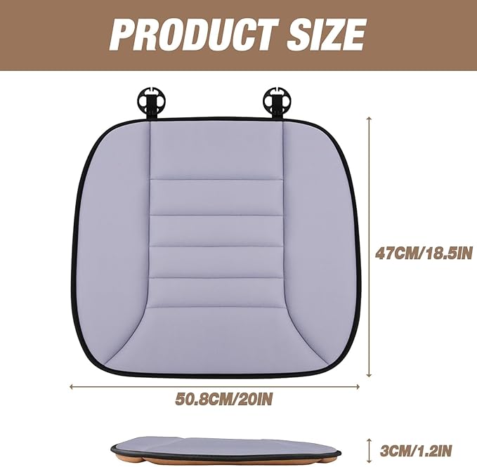 MYFAMIREA Car Seat Cushion Pad 1.2" Thick Comfort Seat Protector for Car Driver Seat Office Chair Home Use Memory Foam Seat Cushion with Non Slip Bottom, 20'' x 18.5'', Gray - Image 7