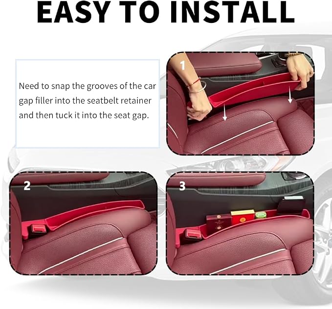 Stacool 2PCS New Car Seat Gap Filler with 2 Storage Areas,Stylish Car Seat Gap Storage for Stabilizing Phone,Keys Wallet,Universal Car Seat Gap Filler Organizer (Carbon Brown) - Image 6