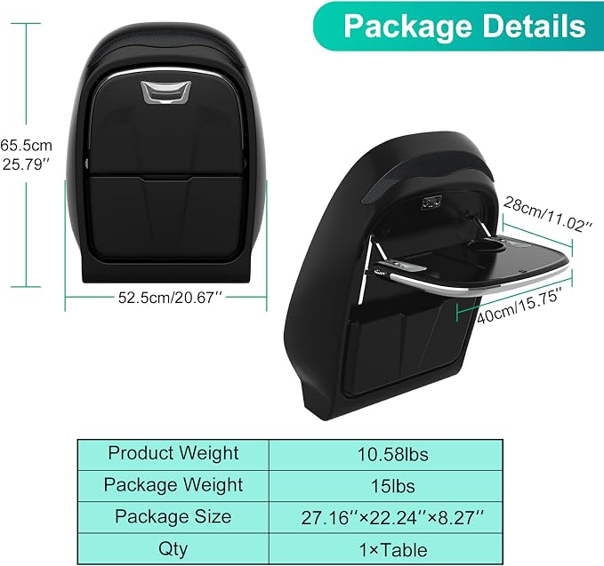 Back Seat Tray Table for Tesla Model 3/Y/S/X, Laptop Food Tray for Tesla | PVC Leather Cover, Adjustable Tray Angles, Backseat Table with Cup Holder & Storage Bin for Laptop, Food Eating and Books - Image 6