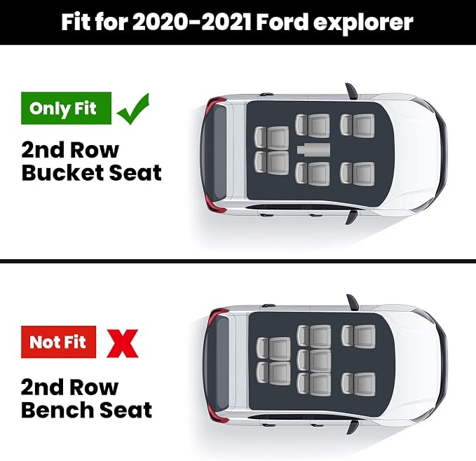 LASFIT Floor Mats for Ford Explorer 6 Seats with Second Row Center Console | TPE Custom Fit All Weather Protector Anti-Slip Floor Liners, for Explorer 2020-2026 with Second Row Center Console,4pcs Black - Image 2