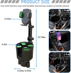 Car Cup Holder Phone Mount, 2 in 1 360° Rotation Long Arm Vehicle Cup Cell Phone Holder Expander with Adjustable Base, Automotive Drink Bottles Smartphones Stand, Universal Fit (Green) - Image 2