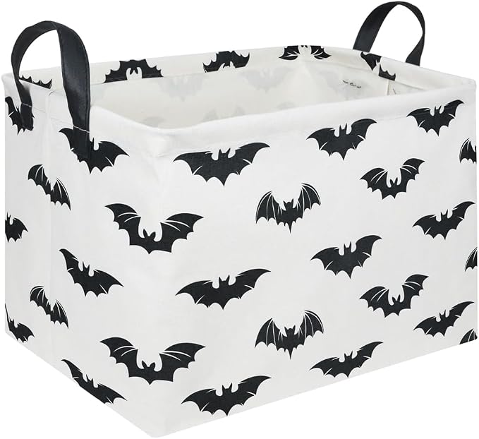 Halloween Batman Basket,Collapsible waterproof storage basket,Batman toy decor,Cute toy storage box Empty for kids,Organizer Containers for Kids Toys,bat room decor(Black bats) by FXOCSHE