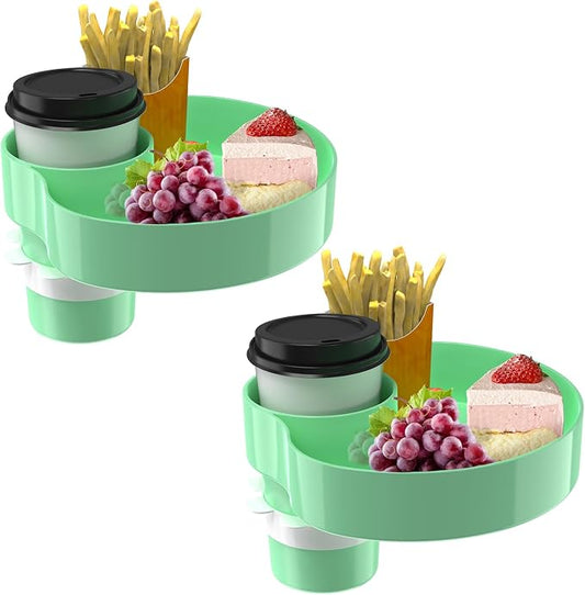 [2 Packs] Kids Car Seat Tray, Travel Tray with Cup Holder for Toddler Baby, Kids Car Seat Food Snack Organizer for Road Trip, Stroller snack Organizer Travel Must Haves (Light Green) by SSPONT%C2%AE