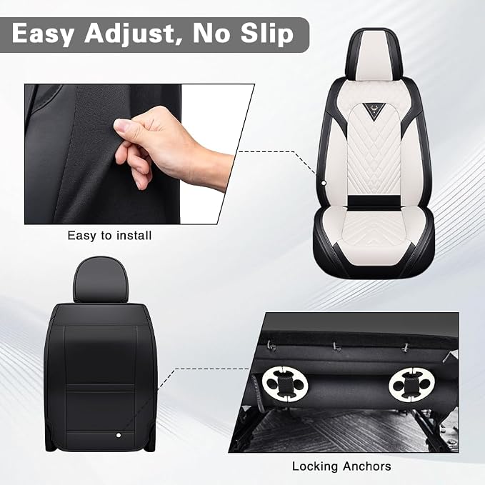 Fit for Toyota Corolla Cross Seat Covers 2022-2026,Premium Leather, 360° Full Protection, Thick Padding & Memory Foam, Waterproof & Stain-Resistant Car Seat Cover Front Set (2 Seat,Cream White) - Image 7