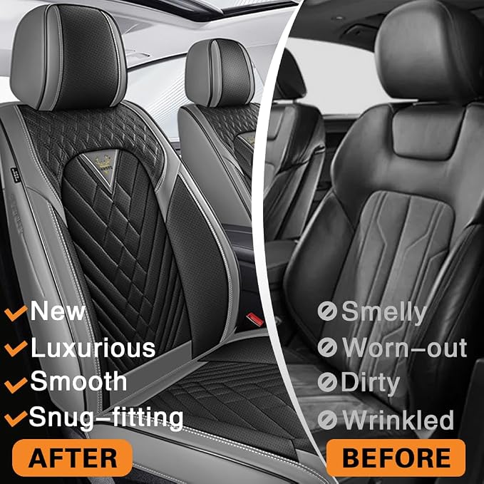 Fit for Toyota Venza Seat Covers 2009-2026,Premium Leather, 360° Full Protection, Thick Padding & Memory Foam, Waterproof & Stain-Resistant Car Seat Cover Full Set (5 Seat,Gray&Black) - Image 5