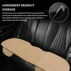 Linen Car Back Seat Cover, Car Seat Bottom Covers Protectors, Anti-Slip Automotive Long Rear Seat Protectors with Storage Pocket, Seats Back Protector for Most Vehicles (Rear Seat/Beige) - Image 4