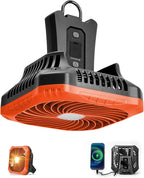 Odoland Portable Camping Fan with LED Lantern, 40H Rechargeable Battery Fan | Quiet Tent Fan with Hanging Hook for RV Car Beach Outdoor Hurricane Emergency Outages, 4-Speed Wind & 3-Color Light by Odoland