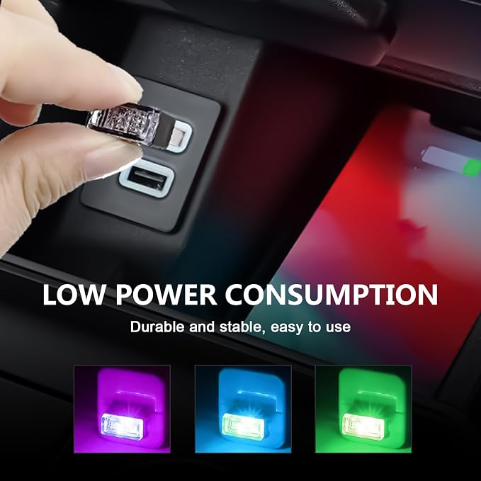 7 Pieces Car Ambient Lighting Kit USB LED Atmosphere Lamp with 7 Color Options Rechargeable Multicolor Interior Night Light for Car Truck Van SUV and Laptop Decor - Image 5