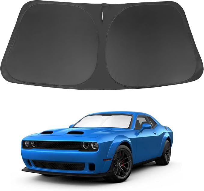 Windshield Sun Shade for 2015-2025 Dodge Challenger Accessories | Full covered for windshield, Foldable & Durable, Block UV Rays, Reduce Heat, Easy to install, Keep Car Cooler by LHFLIVE