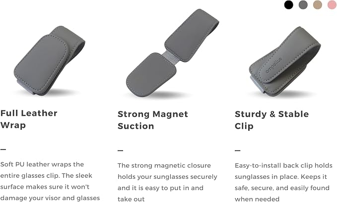 Magnetic Leather Car Sunglass Holder, Visor Sunglasses Holder Clip, 1 Pack | Suitable for Different Size Eyeglasses, Easy Opreation, Car Organziation Accessories - Image 3