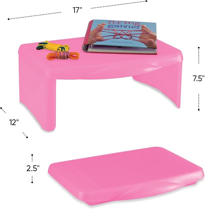 HearthSong Kids’ Portable Folding Lap Desk with Large Storage Activity Tray - 17" L x 12" W x 7½"H - Pink - Image 3