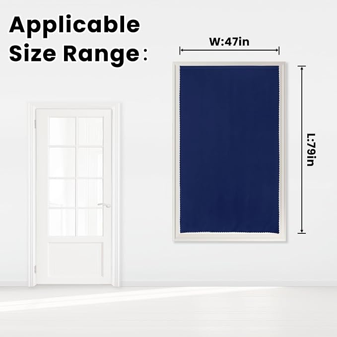 Self Adhesive Portable Blackout Curtains for Bedroom Easy to Install Window Thermal Lnsulated Kitchen Room Darkening Small Window Curtains, 47" W X 79" L, Navy Blue, 1 Panel - Image 7