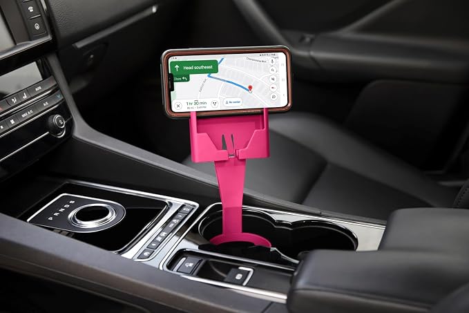 Cup Holder Phone Holder Mount for Car - Universal Adjustable Expander Cradle Hands-Free Driving - Compatible with All Smartphones Car Mount for iPhone Samsung Google Android Mobile Accessories Pink - Image 3